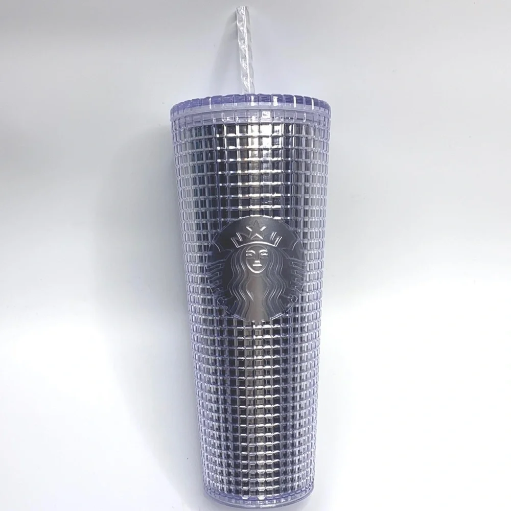 Starbucks Silver Grid Disco Studded Diamond Holiday Tumbler 24oz